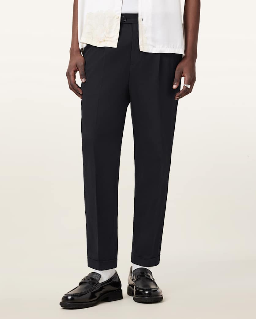 all saints Tallis Slim Fit Cropped Tapered Pants Black