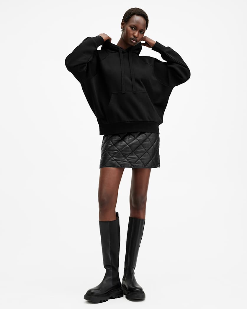 all saints Talon Underground Sequin Oversized Hoodie Black