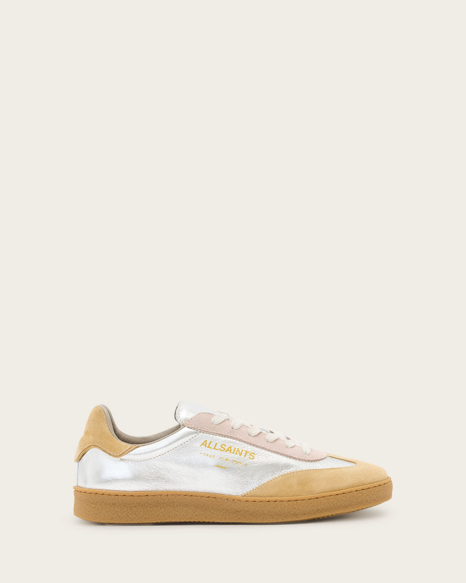 All Saints Thelma Suede Low Top Sneakers SILVER/ROSE PINK
