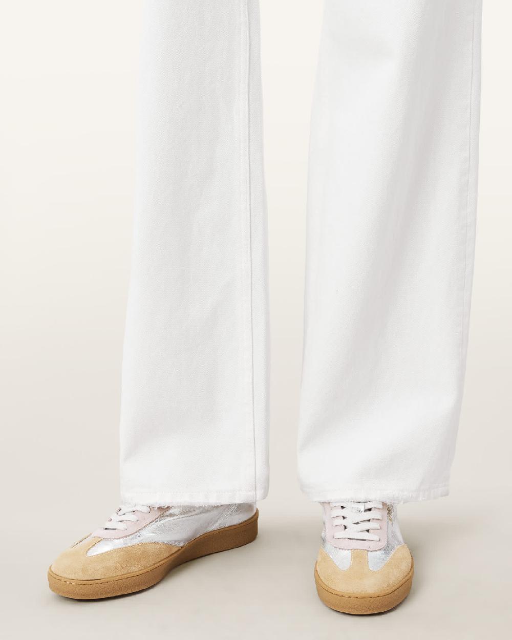 All Saints Thelma Suede Low Top Sneakers SILVER/ROSE PINK