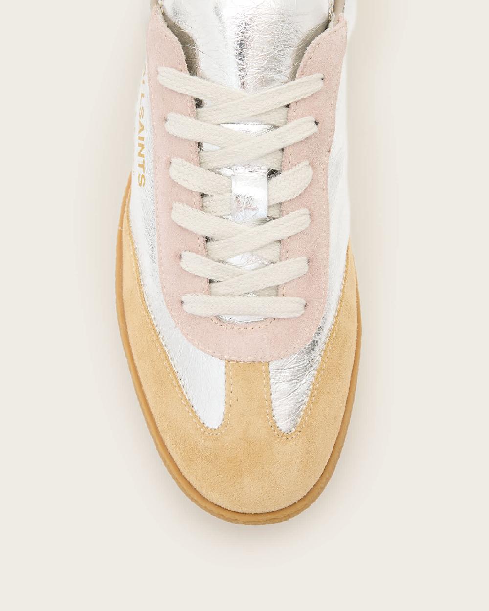All Saints Thelma Suede Low Top Sneakers SILVER/ROSE PINK