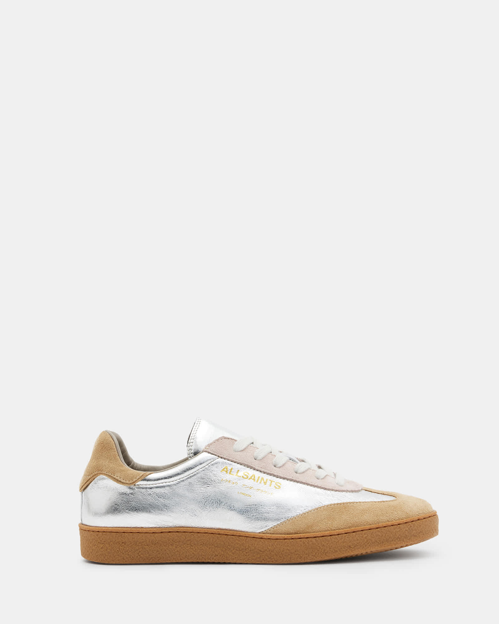 All Saints Thelma Suede Low Top Sneakers SILVER/ROSE PINK