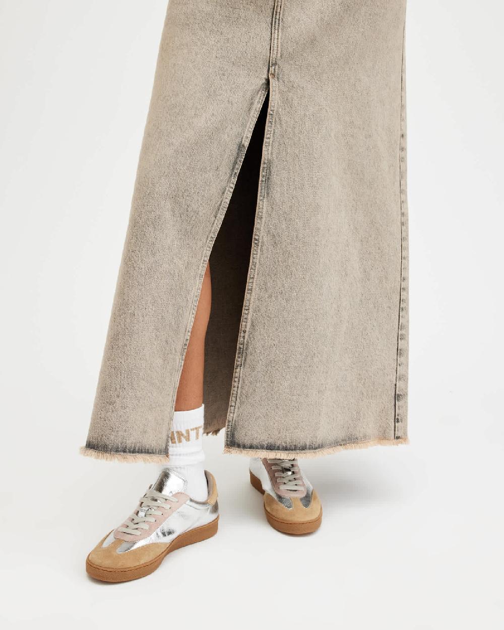 All Saints Thelma Suede Low Top Sneakers SILVER/ROSE PINK