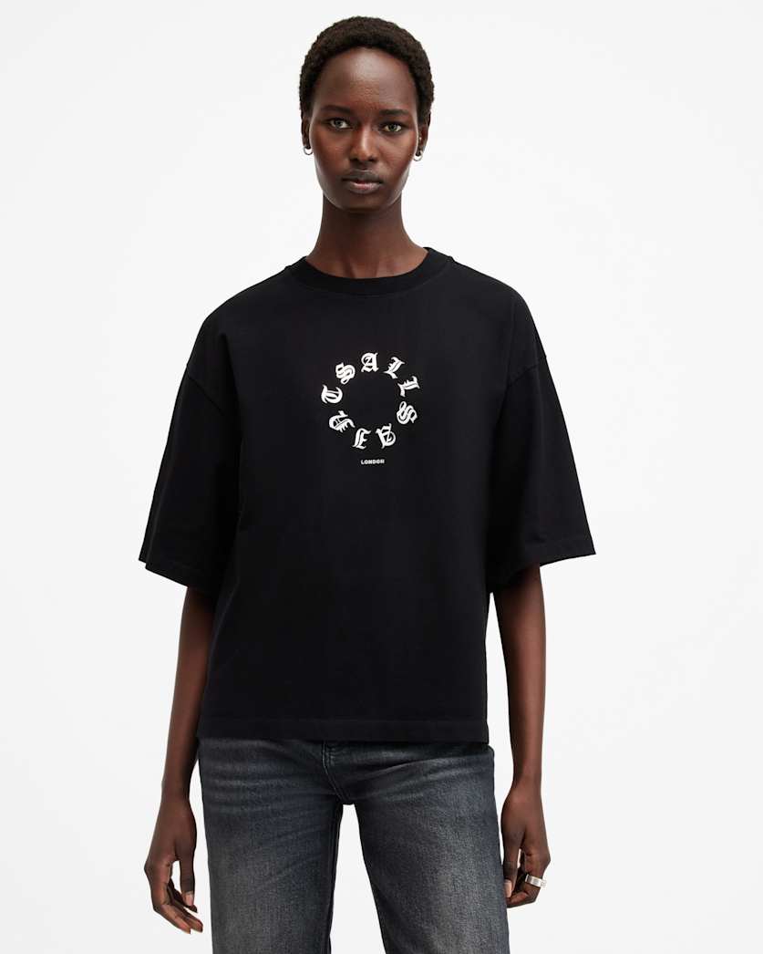 all saints Tieroth Amelie Metallic Logo T-Shirt Black