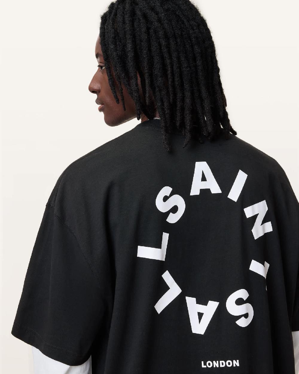 All Saints Tierra Oversized Crew Neck Logo Sweatshirt Jet Black