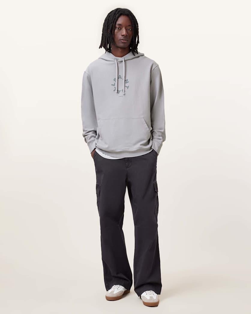 all saints Tierra Pullover Circle Logo Hoodie Machine Grey