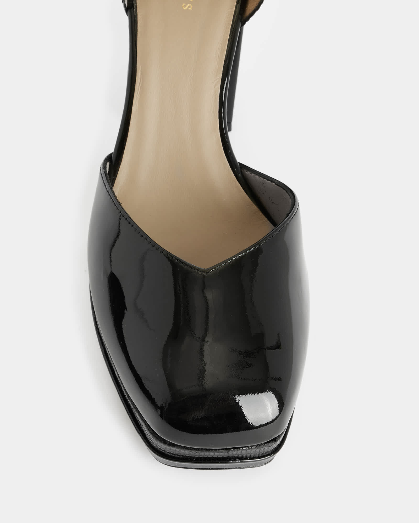 All Saints Tiffany Leather Platform Heel Black Shine