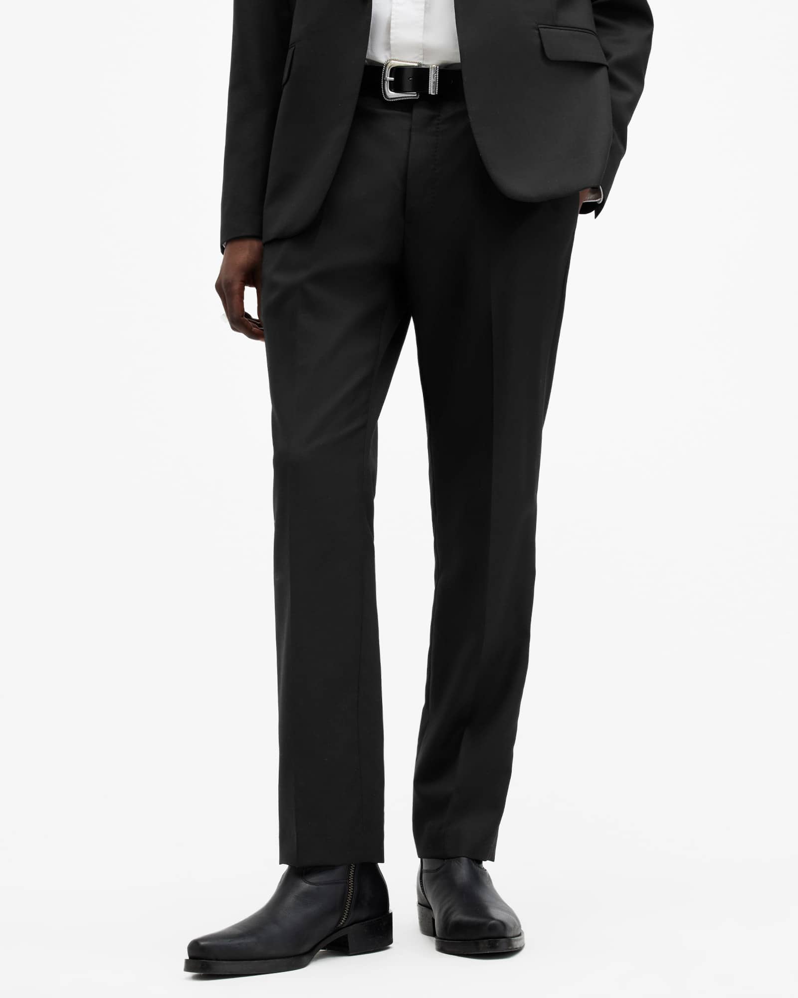 All Saints Tisbury Straight Leg Tailored Pants Black