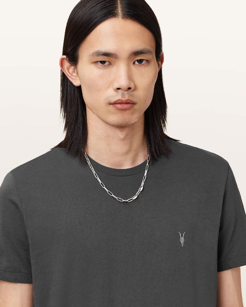 All Saints Tonic Crew Neck Slim Ramskull T-Shirt Carter Grey