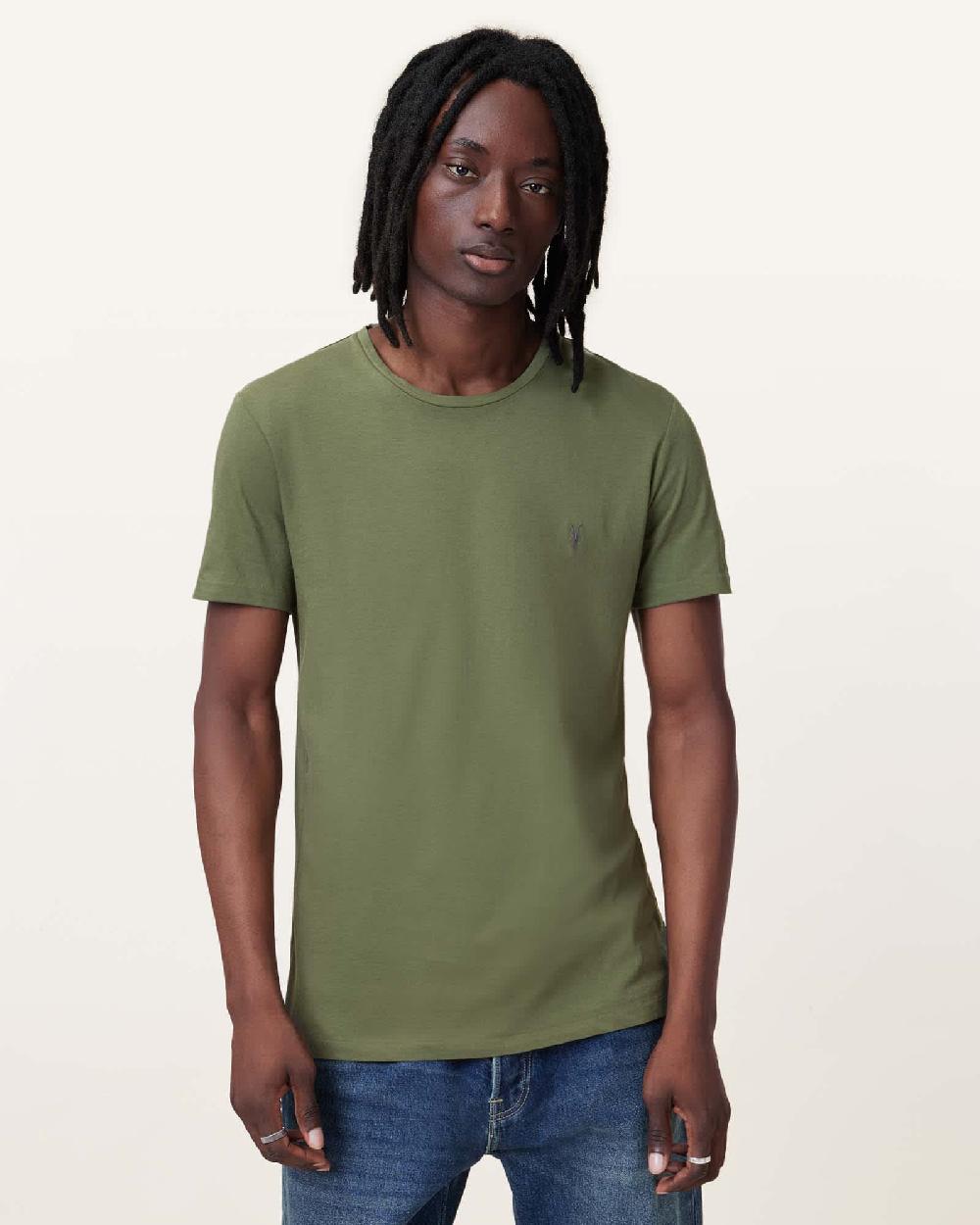 All Saints Tonic Crew Neck Slim Ramskull T-Shirt Eden Green