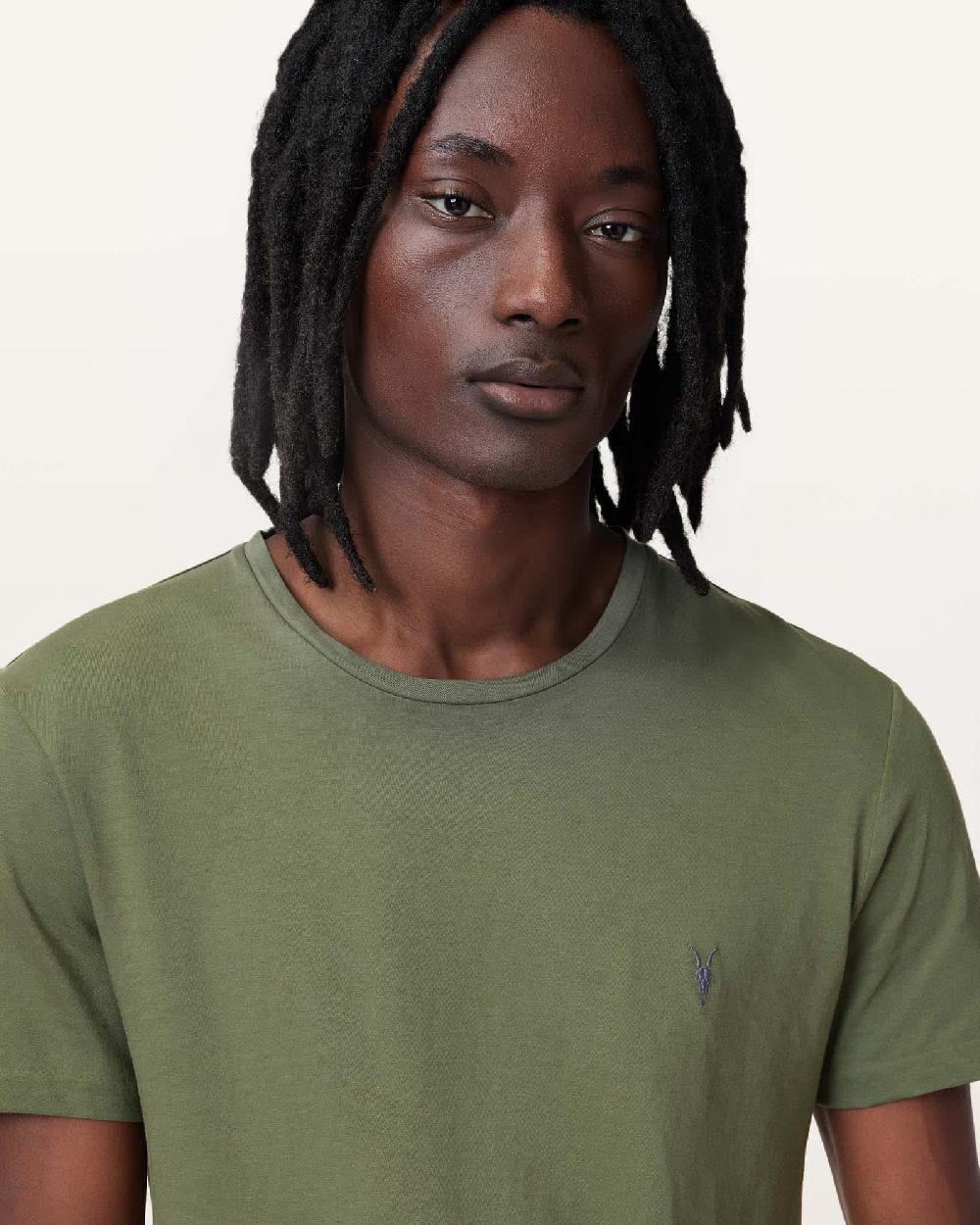 All Saints Tonic Crew Neck Slim Ramskull T-Shirt Eden Green