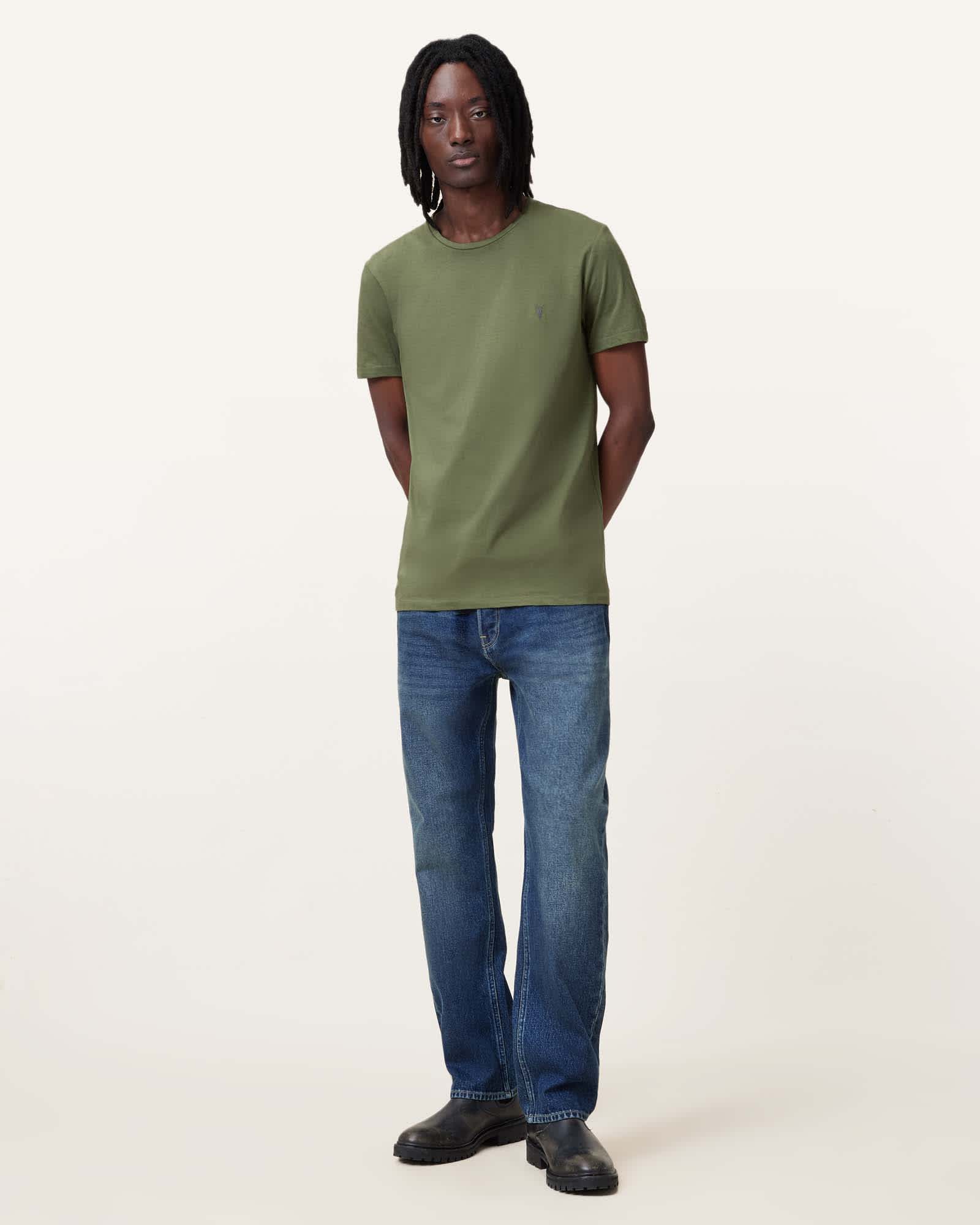 All Saints Tonic Crew Neck Slim Ramskull T-Shirt Eden Green