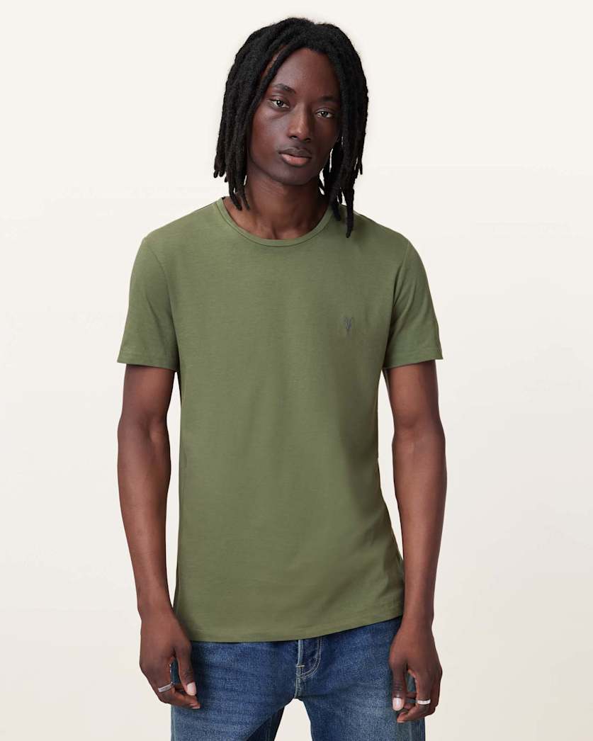 all saints Tonic Crew Neck Slim Ramskull T-Shirt Eden Green