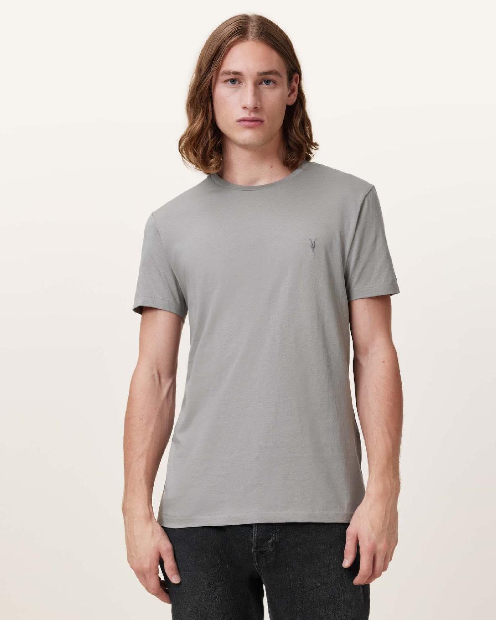 All Saints Tonic Crew Neck Slim Ramskull T-Shirt FOSSIL GREY