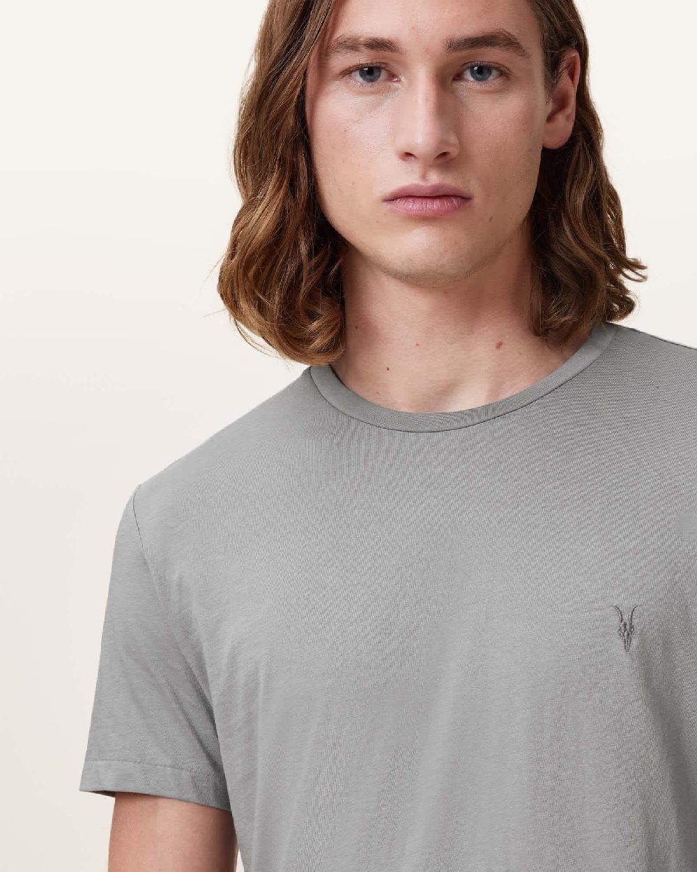 All Saints Tonic Crew Neck Slim Ramskull T-Shirt FOSSIL GREY