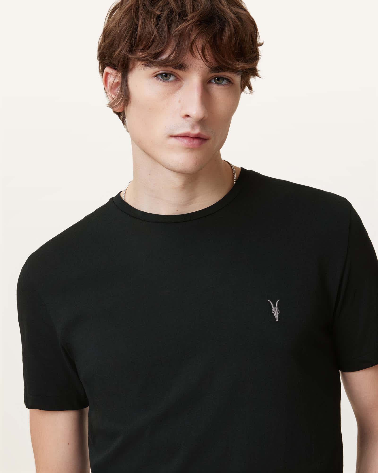 All Saints Tonic Crew Neck Slim Ramskull T-Shirt Jet Black