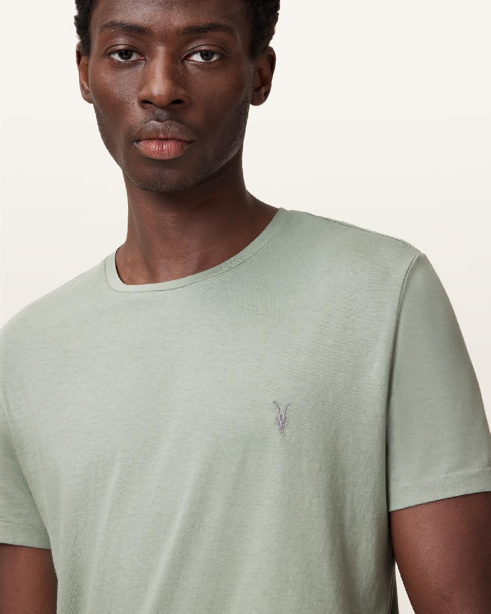All Saints Tonic Crew Neck Slim Ramskull T-Shirt Mineral Green