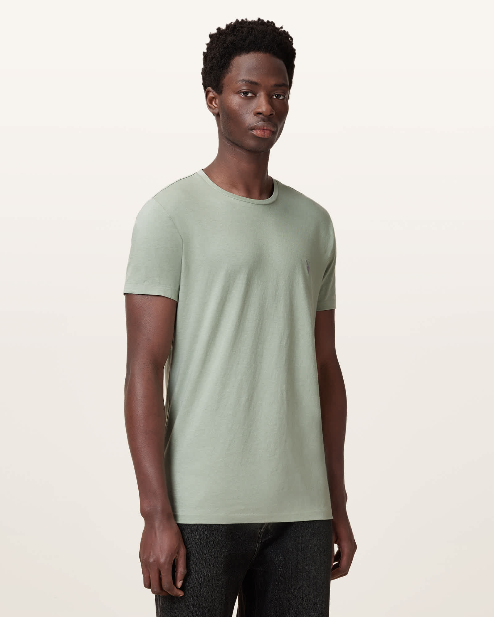All Saints Tonic Crew Neck Slim Ramskull T-Shirt Mineral Green