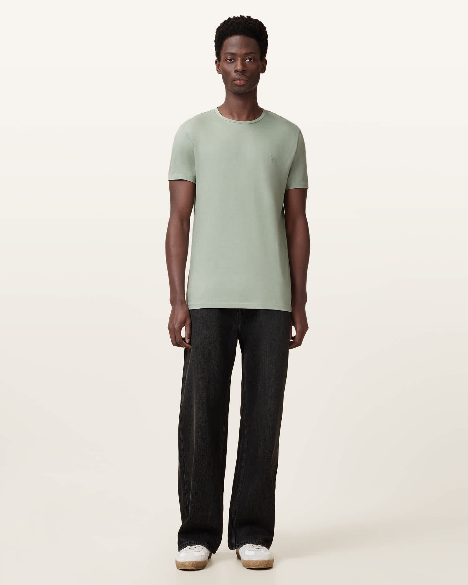All Saints Tonic Crew Neck Slim Ramskull T-Shirt Mineral Green