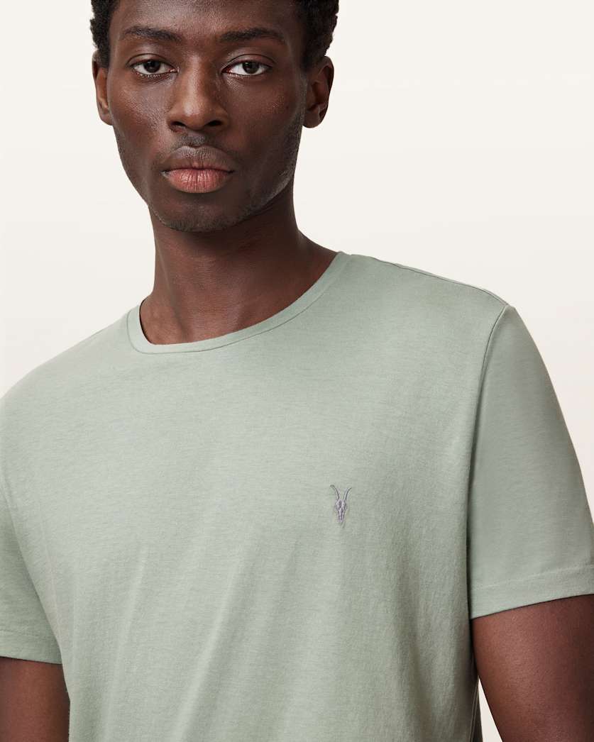all saints Tonic Crew Neck Slim Ramskull T-Shirt Mineral Green