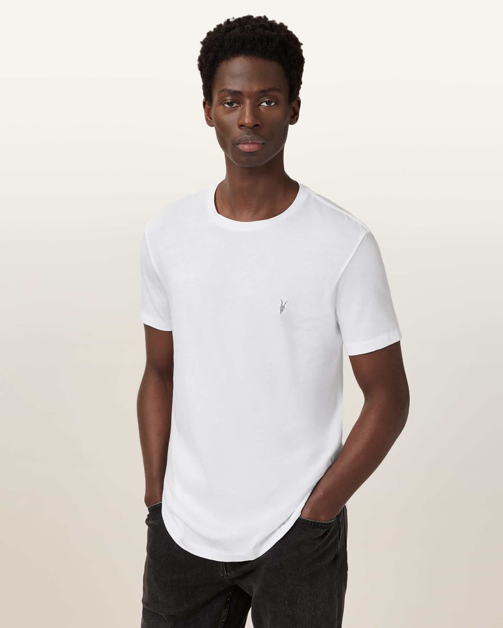 All Saints Tonic Crew Ramskull T-Shirts 3 Pack WHITE/GREEN/GREY