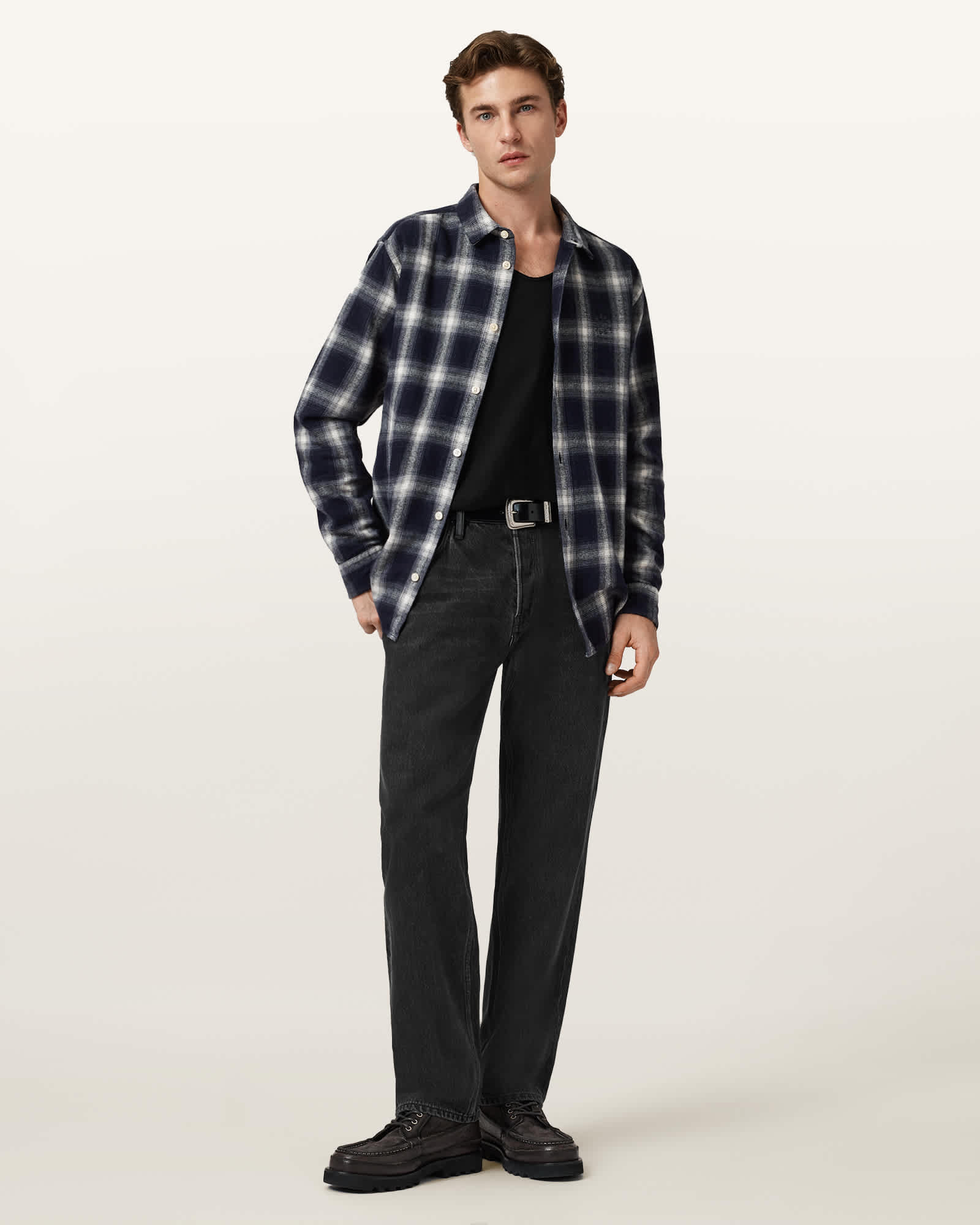 All Saints Tonic Scoop Neck Slim Ramskull T-Shirt Jet Black