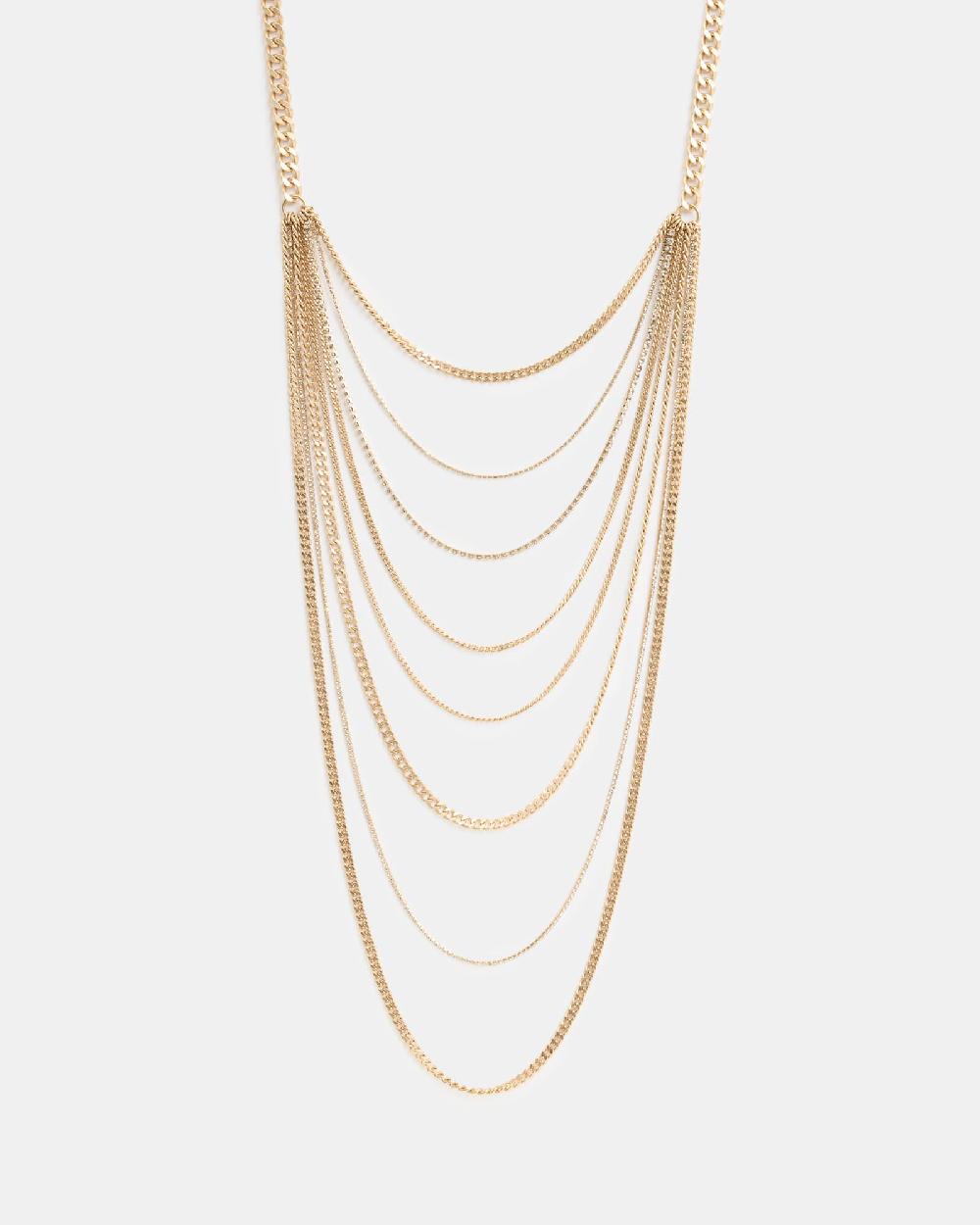 All Saints Trudy Layered Chain Necklace WARM BRASS/GREY