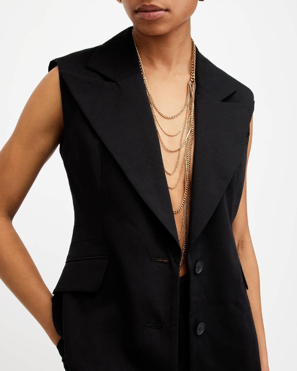 All Saints Trudy Layered Chain Necklace WARM BRASS/GREY