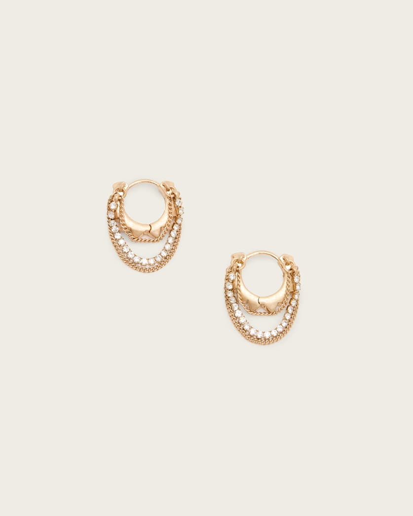 all saints Trudy Small Chain Hoop Earrings WARM BRASS/GREY