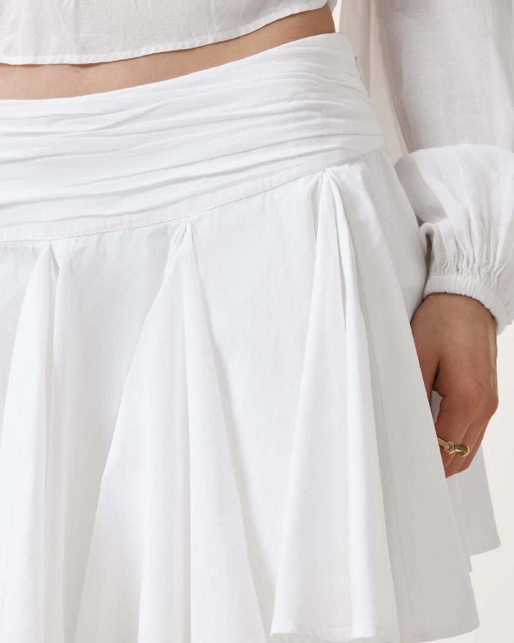 All Saints Tulip White Cotton Mini Skirt Chalk White