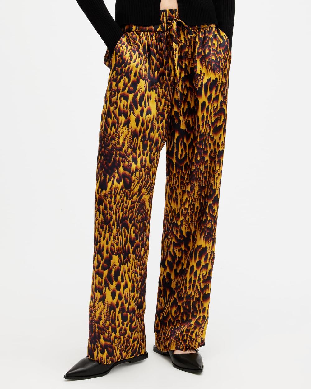 All Saints Tyler High Rise Abstract Print Pants Teresa Deep Yellow