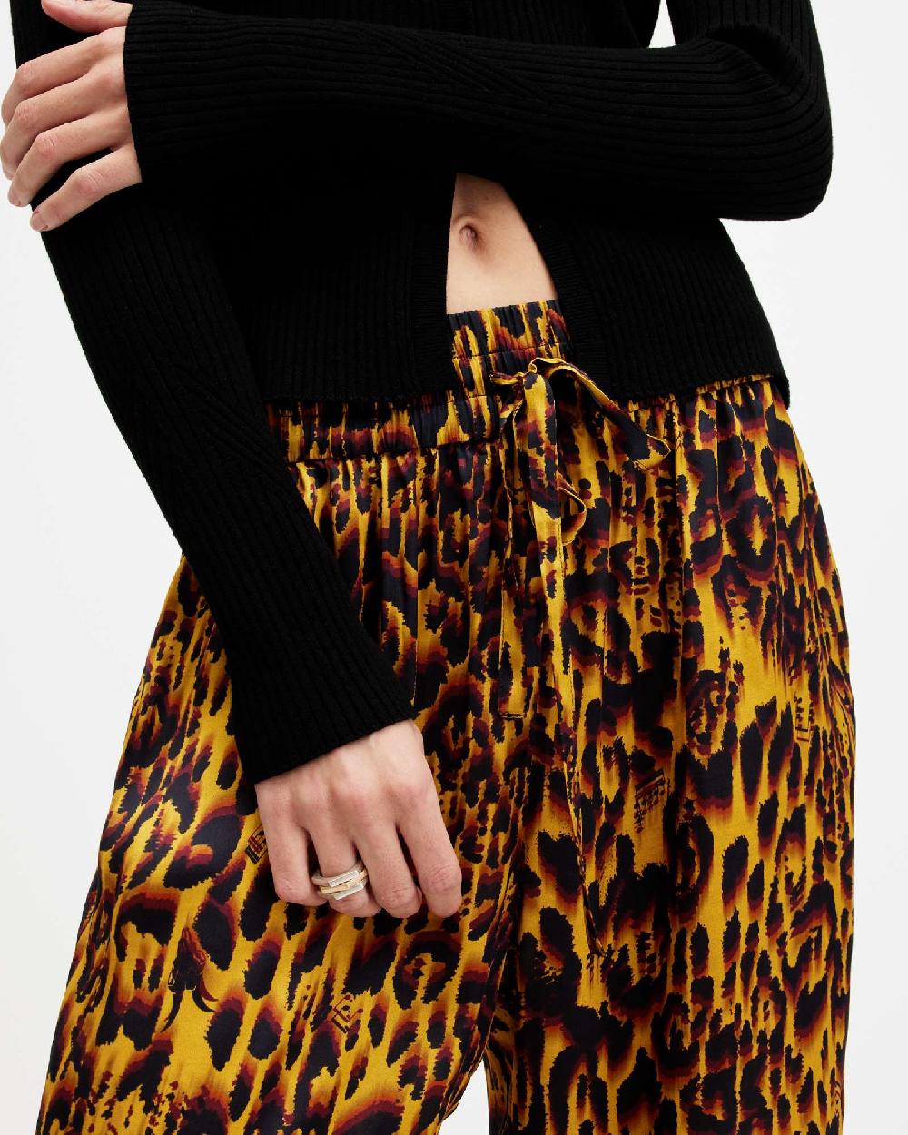 All Saints Tyler High Rise Abstract Print Pants Teresa Deep Yellow