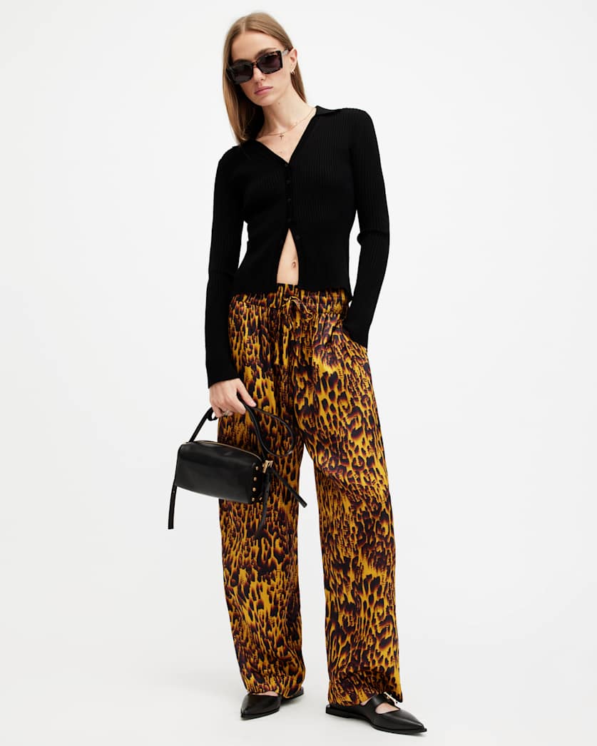 all saints Tyler High Rise Abstract Print Pants Teresa Deep Yellow