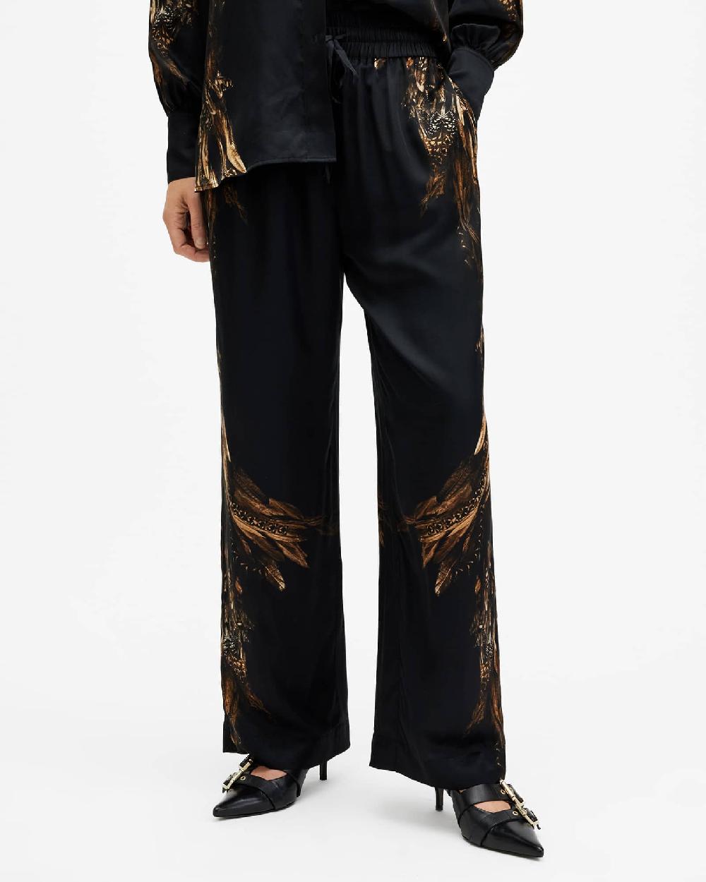 All Saints Tyler High Rise Silk Blend Pants Charm Black