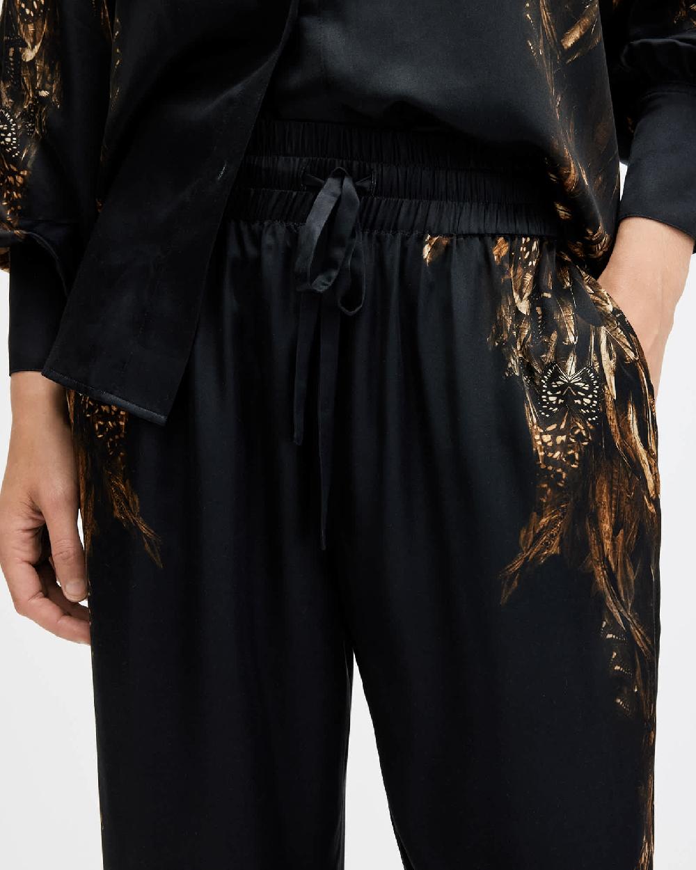 All Saints Tyler High Rise Silk Blend Pants Charm Black