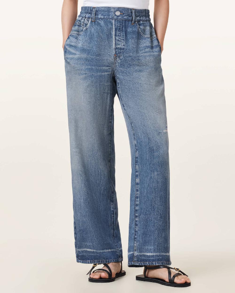 All Saints Tyler Illusion Straight Leg Trousers Mid Indigo