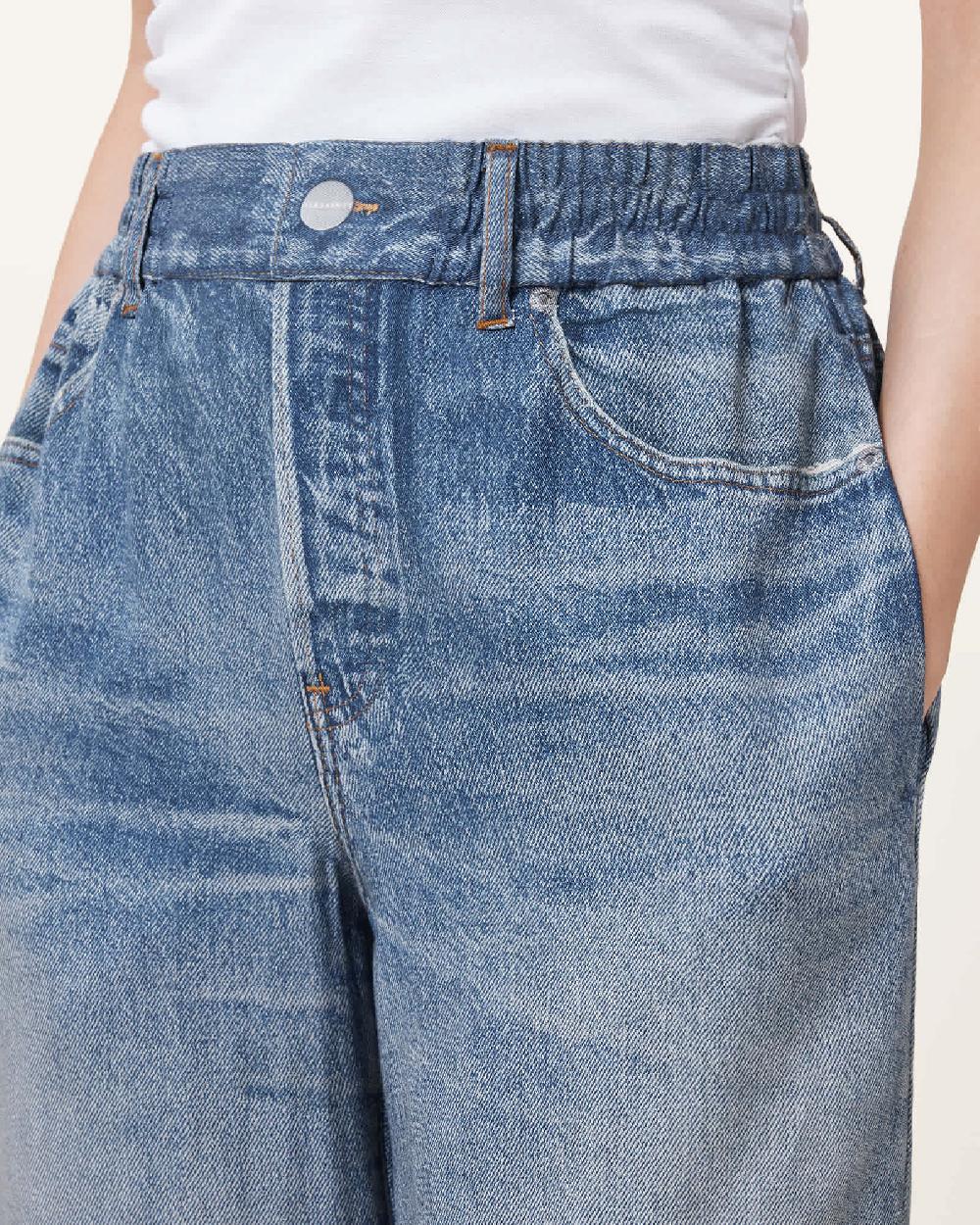 All Saints Tyler Illusion Straight Leg Trousers Mid Indigo