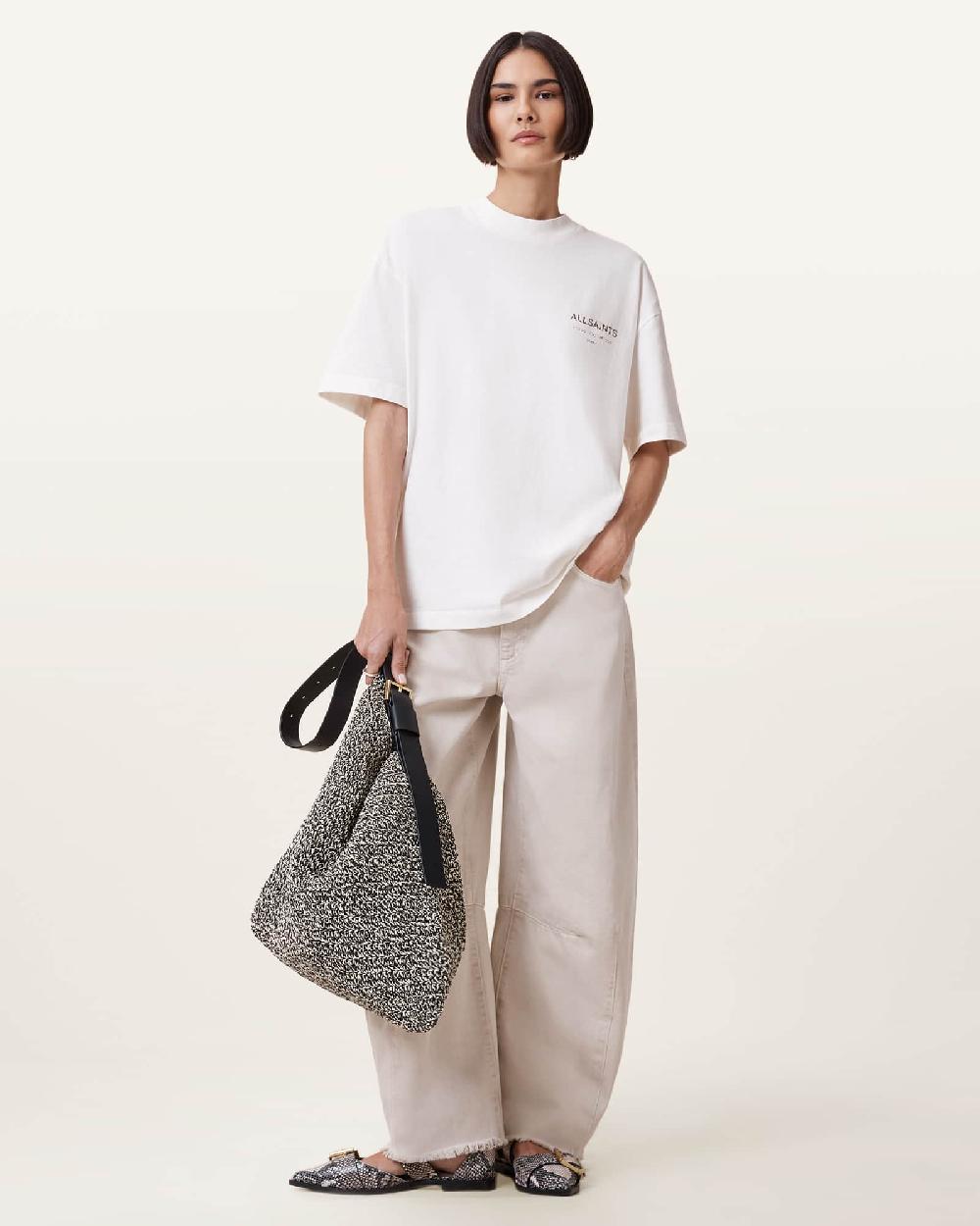 All Saints Underground Etta Oversized T-Shirt Flow Ecru White