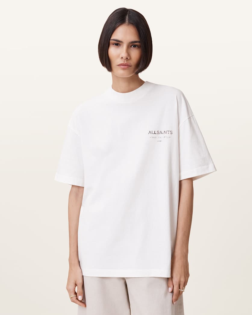 all saints Underground Etta Oversized T-Shirt Flow Ecru White