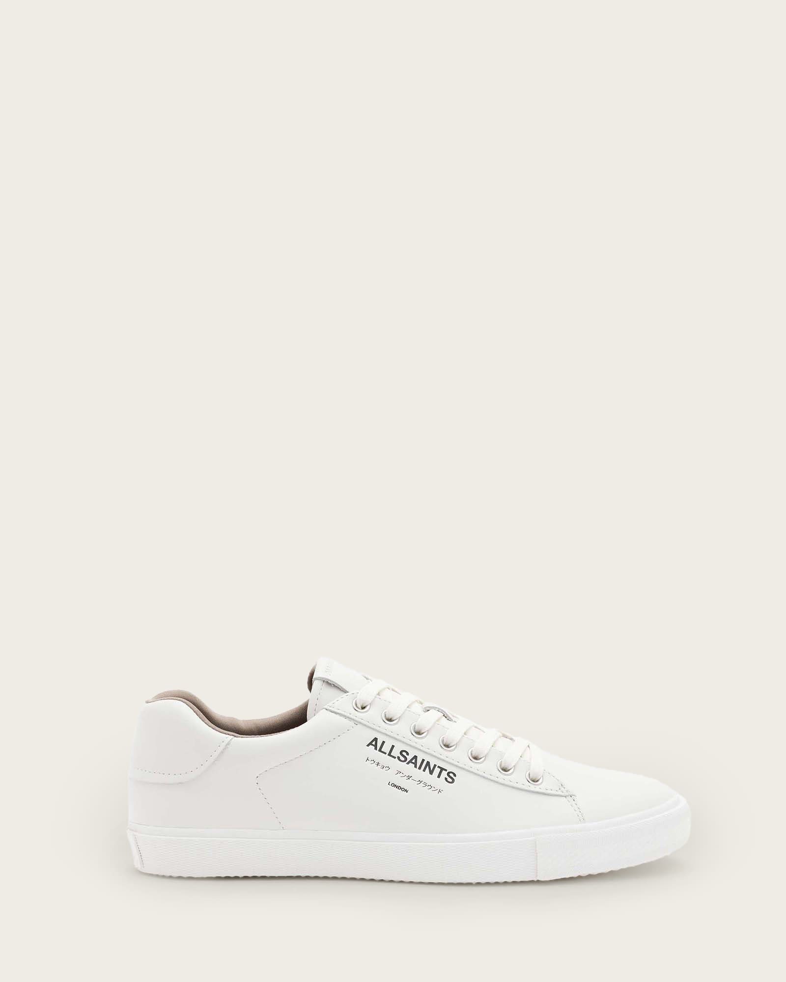All Saints Underground Leather Low Top Sneakers TRIPLE WHITE