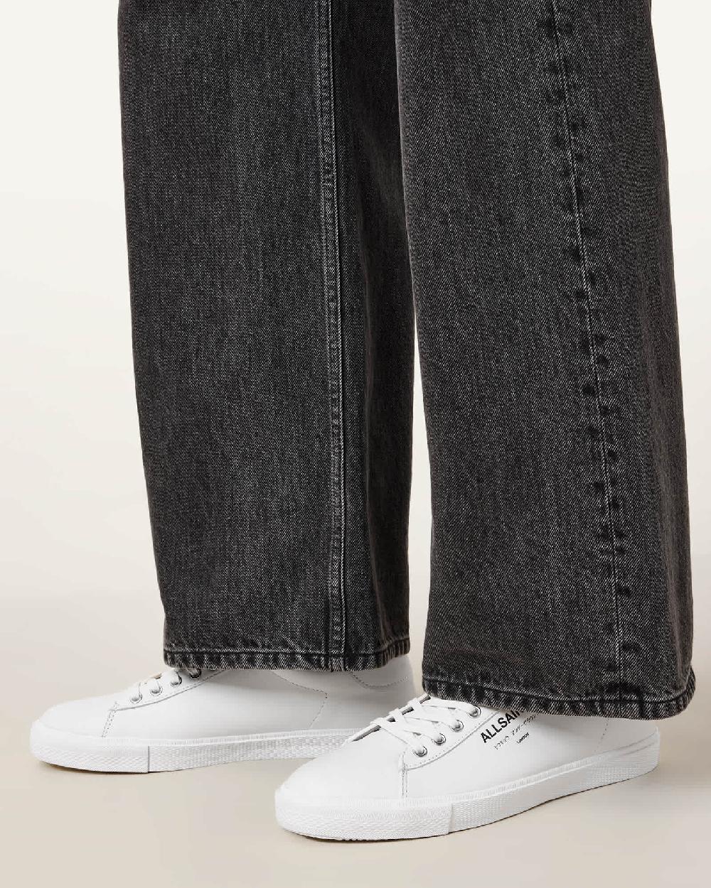 All Saints Underground Leather Low Top Sneakers TRIPLE WHITE