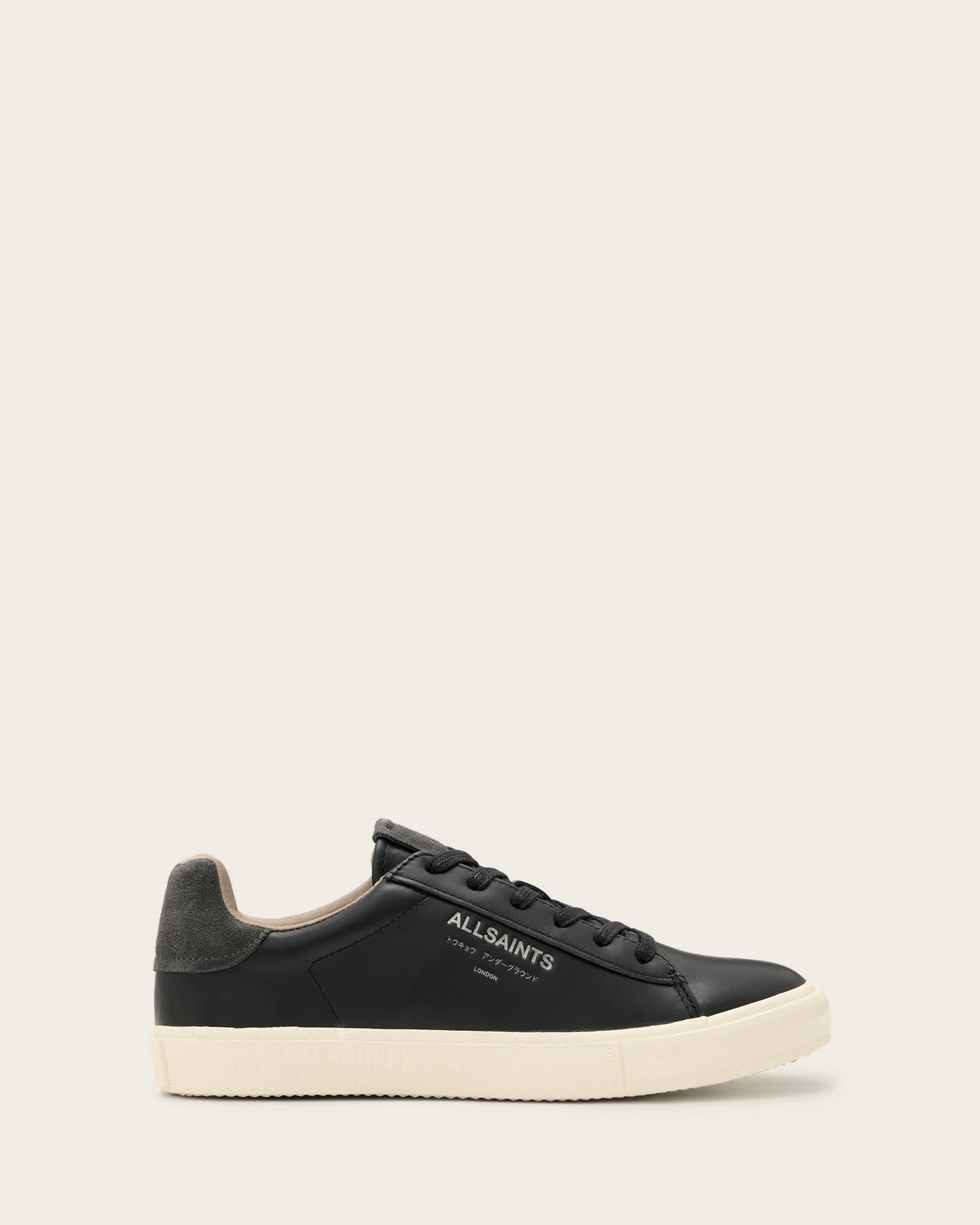 All Saints Underground Leather Low Top Trainers Black/Grey