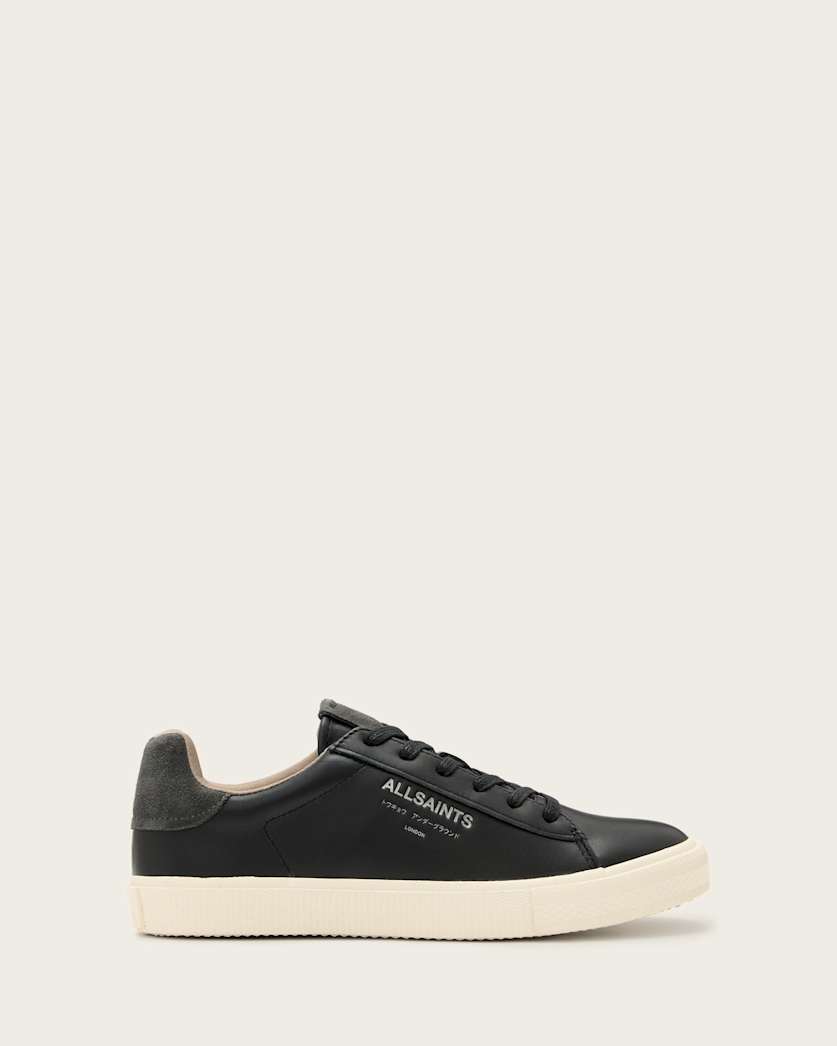 all saints Underground Leather Low Top Trainers Black/Grey