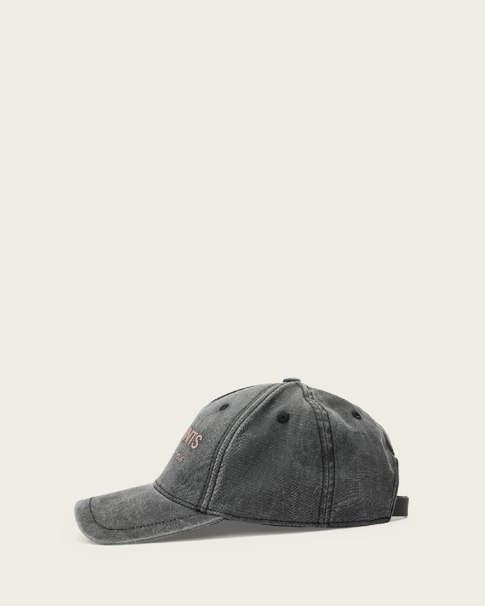 All Saints Underground Logo Print Baseball Cap Washed Black/Pink