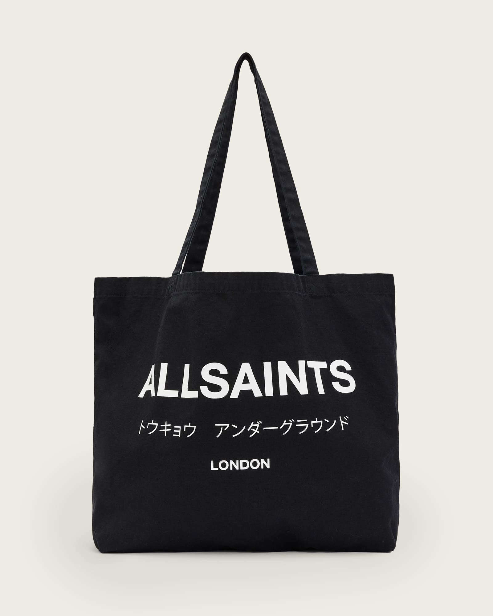 All Saints Underground Logo Printed Tote Bag BLACK/CHALK