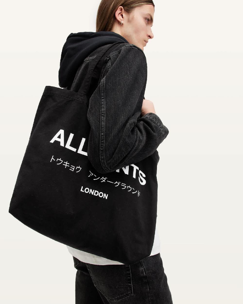 All Saints Underground Logo Printed Tote Bag BLACK/CHALK