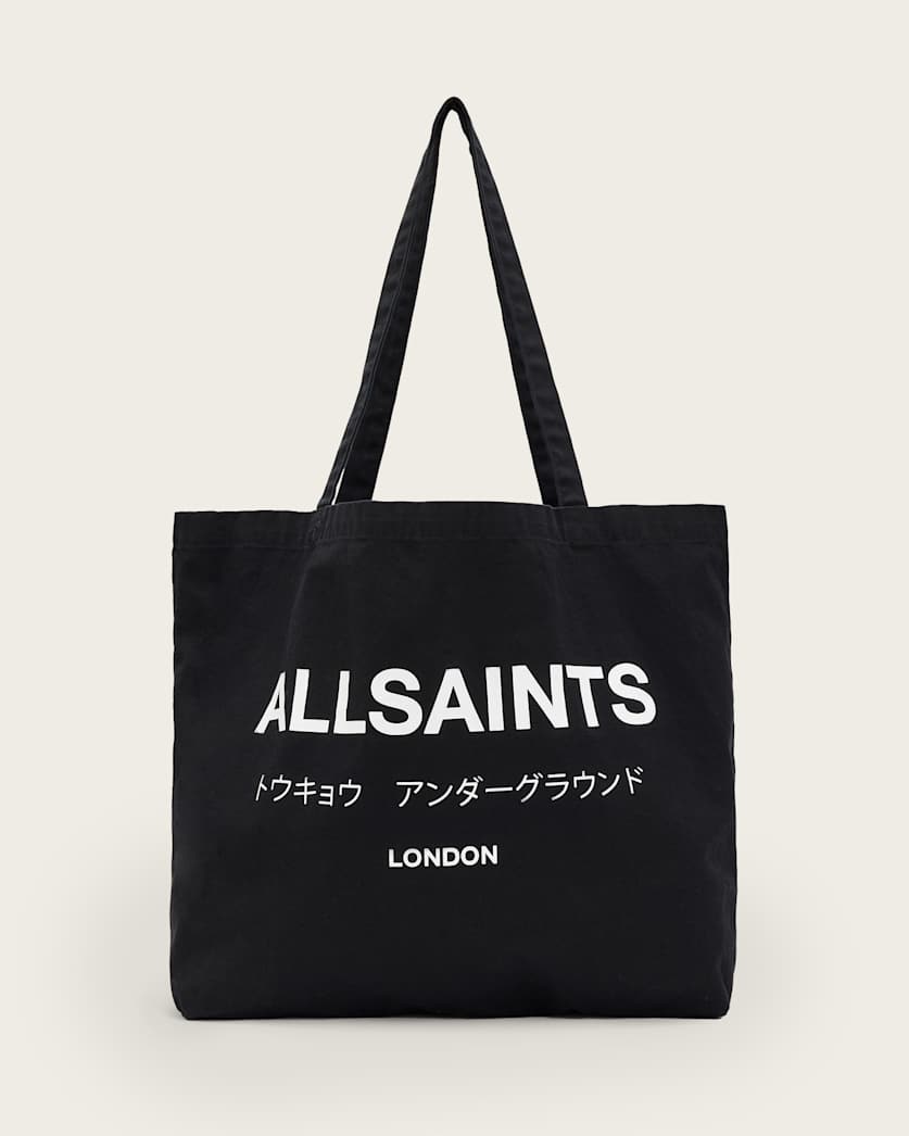 all saints Underground Logo Printed Tote Bag BLACK/CHALK