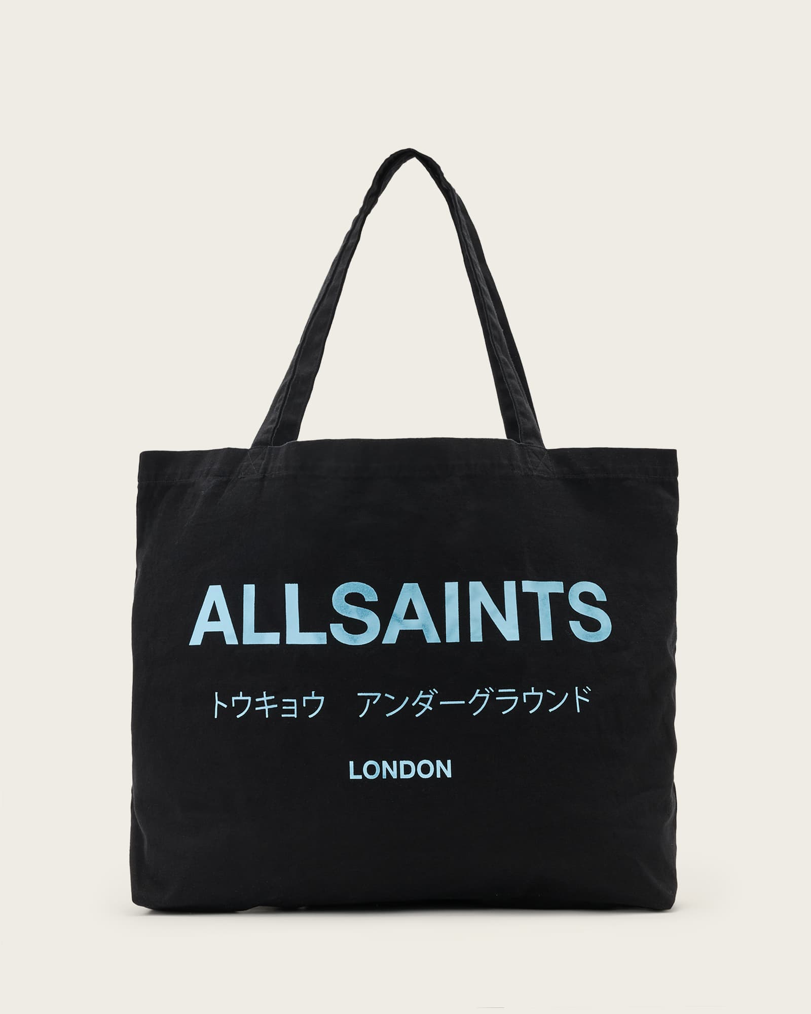 All Saints Underground Logo Printed Tote Bag JET BLACK/BLUE
