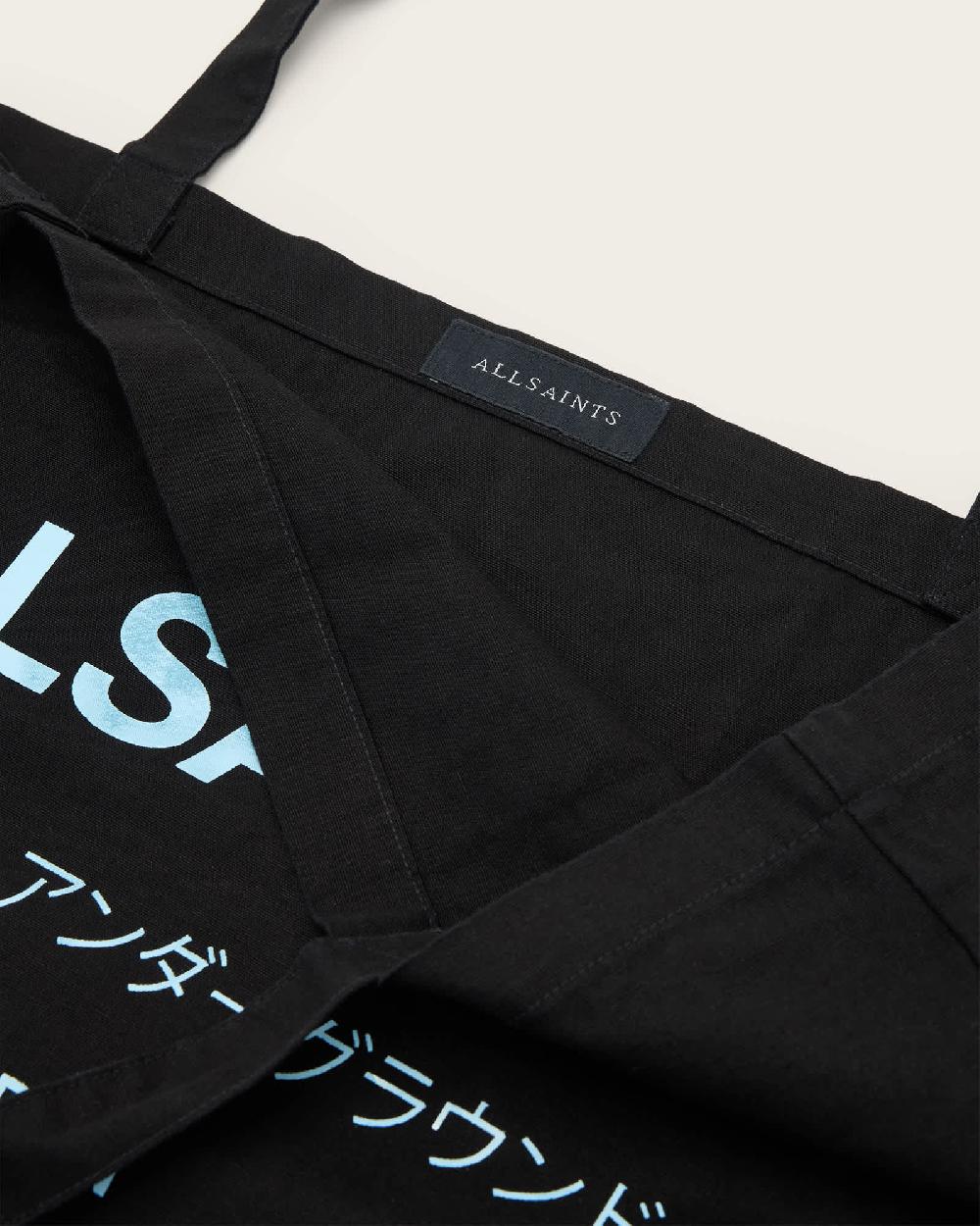 All Saints Underground Logo Printed Tote Bag JET BLACK/BLUE