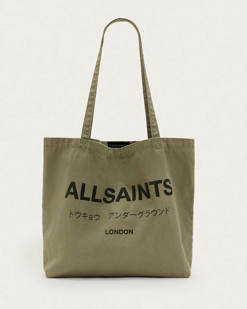 all saints Underground Logo Printed Tote Bag Nori Green